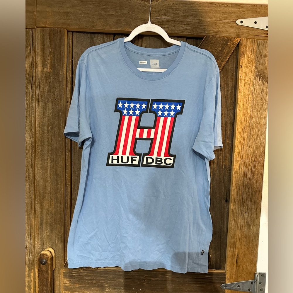 HUF DBC Worldwide T Shirt HUF Harley USA 100% Cotton HUF Light Blue, Large